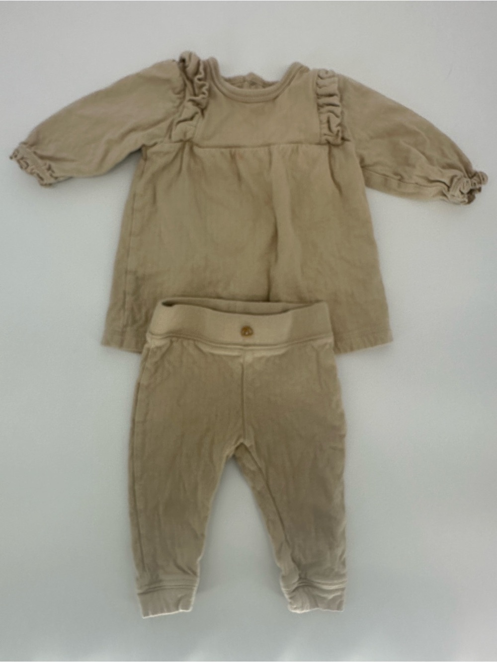 Neutral Tan 6 Months Girl Matching Set Petite Maison Outfit